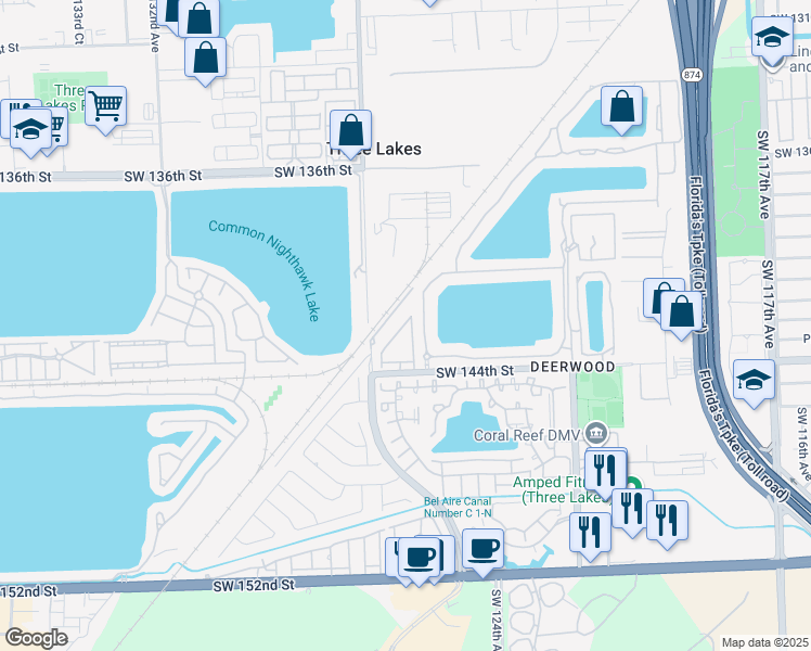 map of restaurants, bars, coffee shops, grocery stores, and more near 14079 Southwest 126th Path in Miami