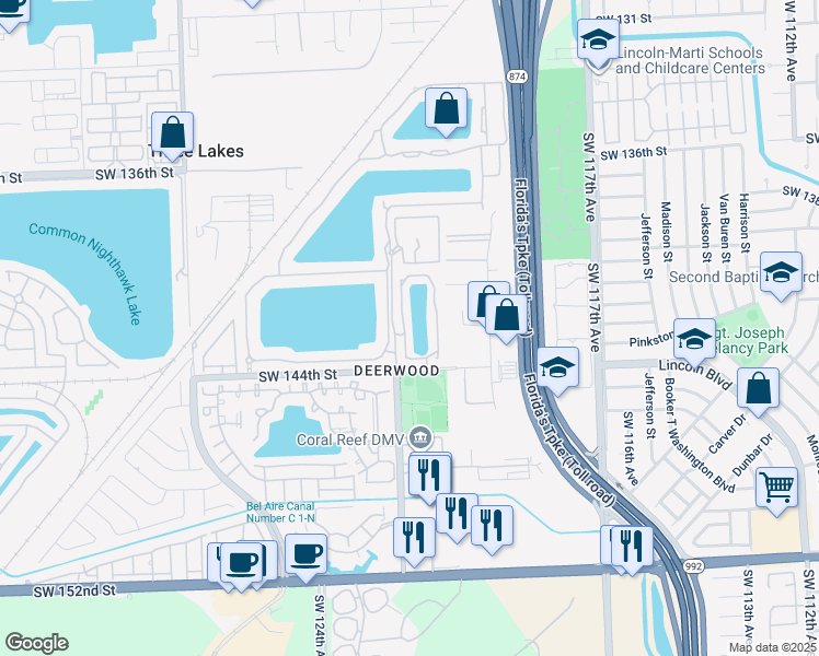 map of restaurants, bars, coffee shops, grocery stores, and more near 12066 Southwest 140th Terrace in Miami