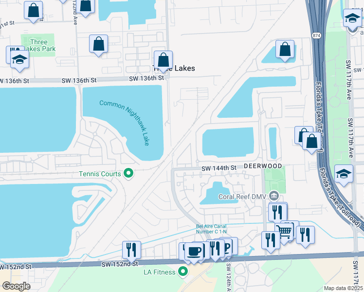 map of restaurants, bars, coffee shops, grocery stores, and more near 14079 Southwest 126th Path in Miami