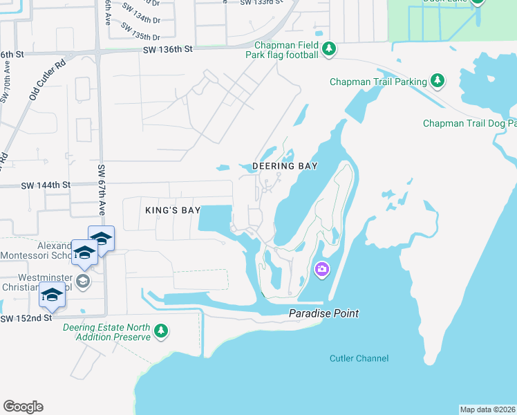 map of restaurants, bars, coffee shops, grocery stores, and more near 13614 Southwest 60th Avenue in Coral Gables