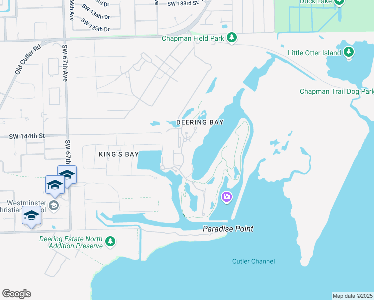 map of restaurants, bars, coffee shops, grocery stores, and more near 13637 Deering Bay Drive in Coral Gables