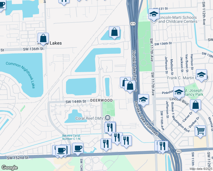 map of restaurants, bars, coffee shops, grocery stores, and more near 12066 Southwest 140th Terrace in Miami