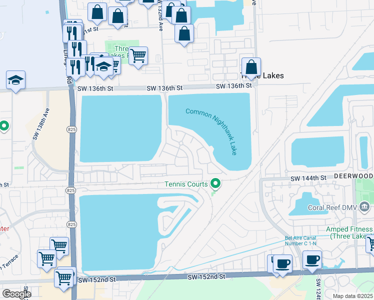 map of restaurants, bars, coffee shops, grocery stores, and more near 14025 Southwest 130th Avenue in Miami