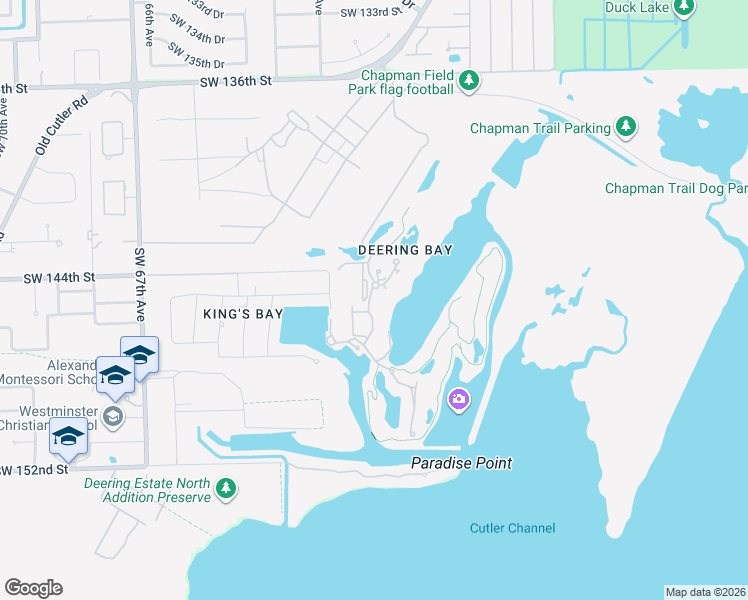 map of restaurants, bars, coffee shops, grocery stores, and more near 13614 Southwest 60th Avenue in Coral Gables