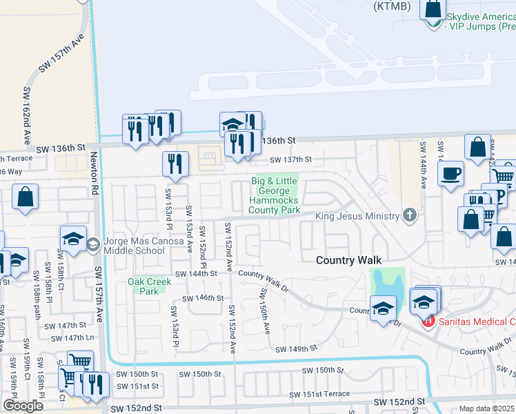 map of restaurants, bars, coffee shops, grocery stores, and more near 14997 Southwest 140th Terrace in Miami
