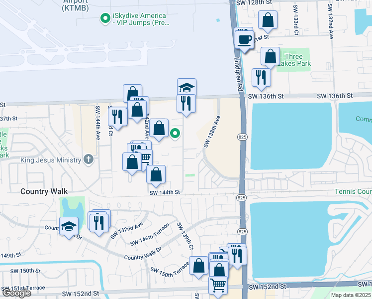 map of restaurants, bars, coffee shops, grocery stores, and more near 13949 SW 140th St in Miami