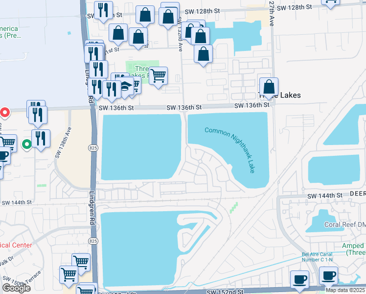 map of restaurants, bars, coffee shops, grocery stores, and more near 14008 Southwest 132nd Avenue in Miami