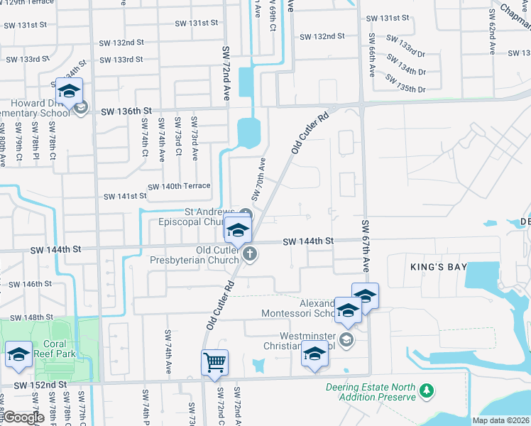 map of restaurants, bars, coffee shops, grocery stores, and more near in Palmetto Bay