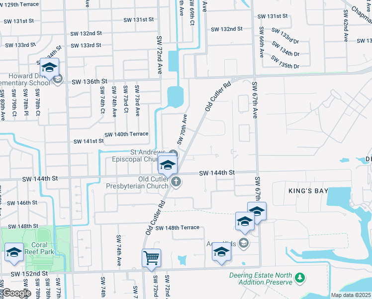 map of restaurants, bars, coffee shops, grocery stores, and more near in Palmetto Bay