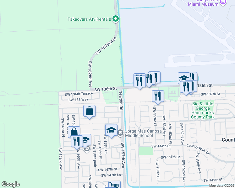 map of restaurants, bars, coffee shops, grocery stores, and more near in Miami-Dade County