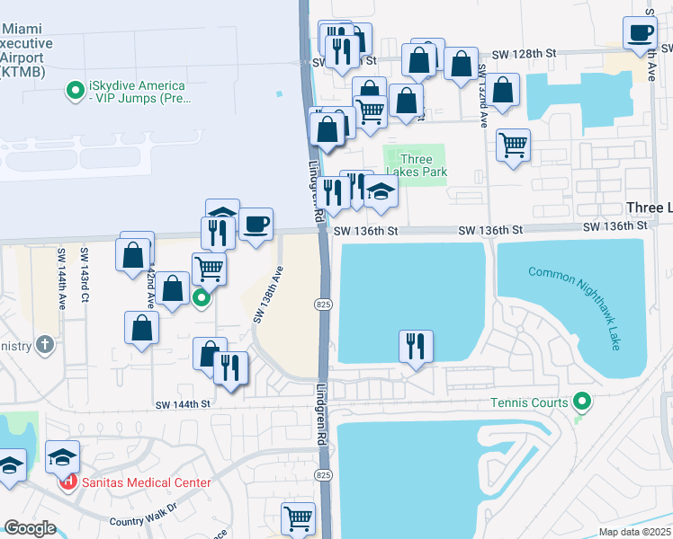 map of restaurants, bars, coffee shops, grocery stores, and more near 13721 Southwest 136th Place in Miami