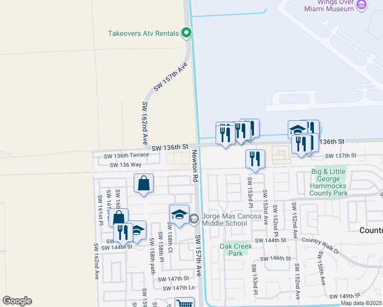 map of restaurants, bars, coffee shops, grocery stores, and more near in Miami-Dade County