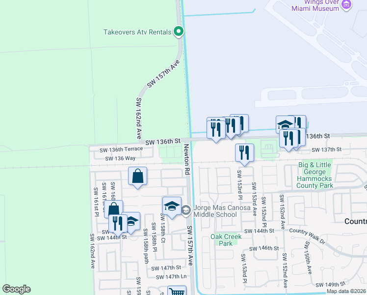 map of restaurants, bars, coffee shops, grocery stores, and more near in Miami-Dade County