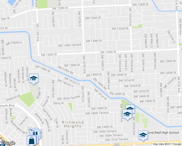 map of restaurants, bars, coffee shops, grocery stores, and more near 10561 Southwest 140th Street in Miami