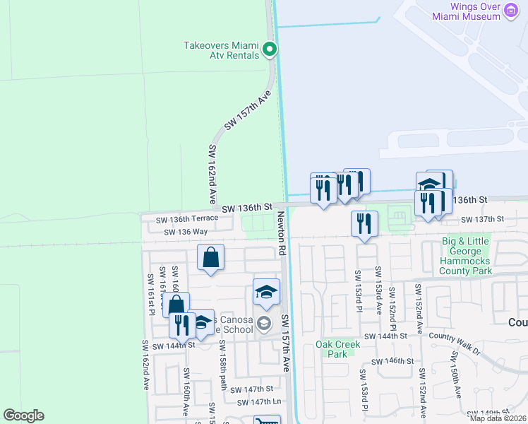 map of restaurants, bars, coffee shops, grocery stores, and more near in Miami-Dade County