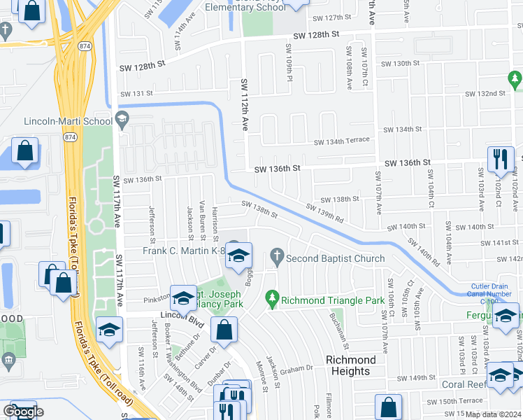 map of restaurants, bars, coffee shops, grocery stores, and more near 8963 Southwest 111th Place in Miami