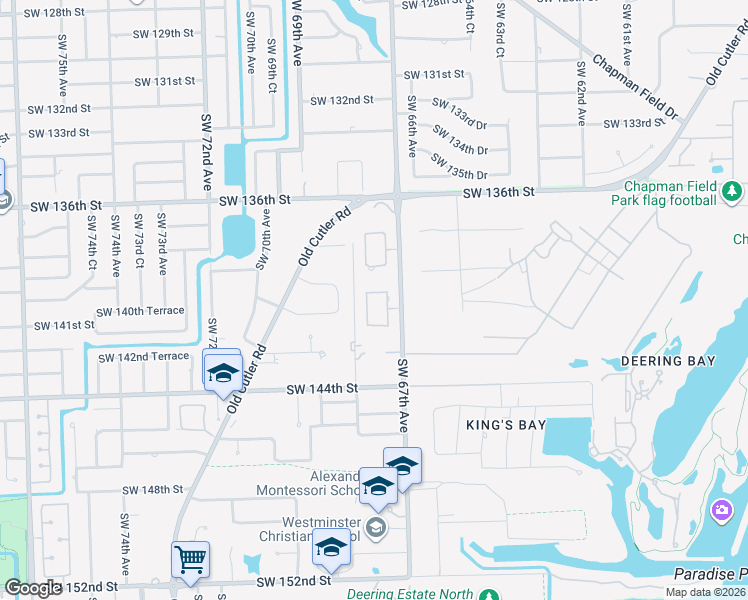 map of restaurants, bars, coffee shops, grocery stores, and more near 14023 Southwest 67th Place in Palmetto Bay