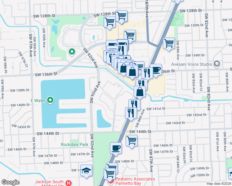 map of restaurants, bars, coffee shops, grocery stores, and more near 13718 Southwest 90th Avenue in Miami
