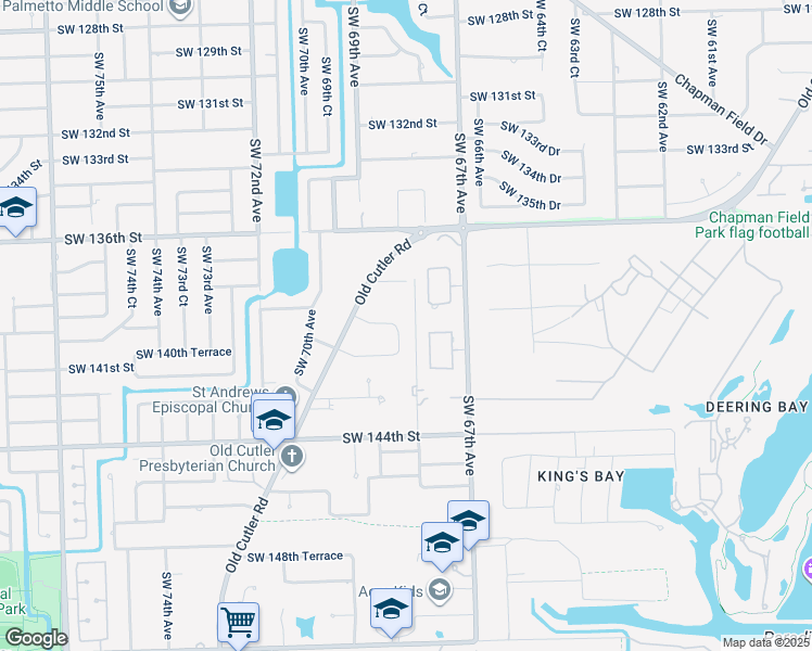 map of restaurants, bars, coffee shops, grocery stores, and more near 13935 North Cartee Road in Palmetto Bay