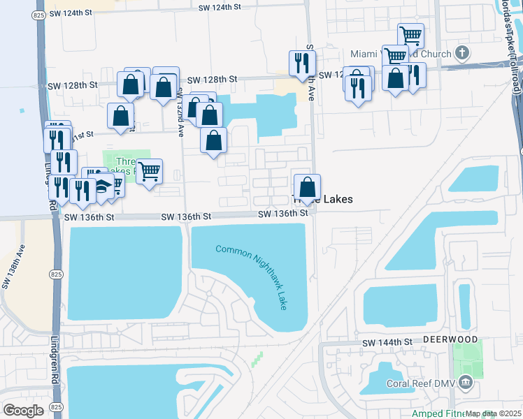 map of restaurants, bars, coffee shops, grocery stores, and more near 12832 Southwest 136th Terrace in Miami