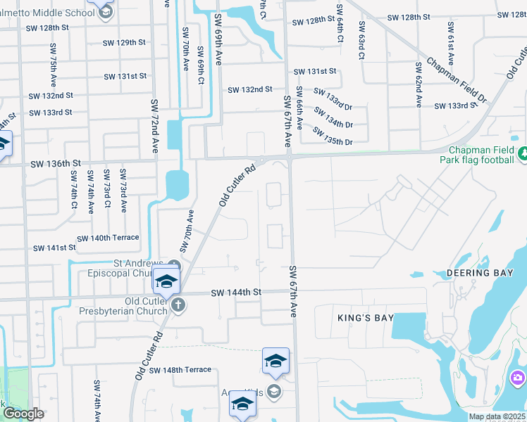 map of restaurants, bars, coffee shops, grocery stores, and more near 13835 Southwest 67th Place in Palmetto Bay