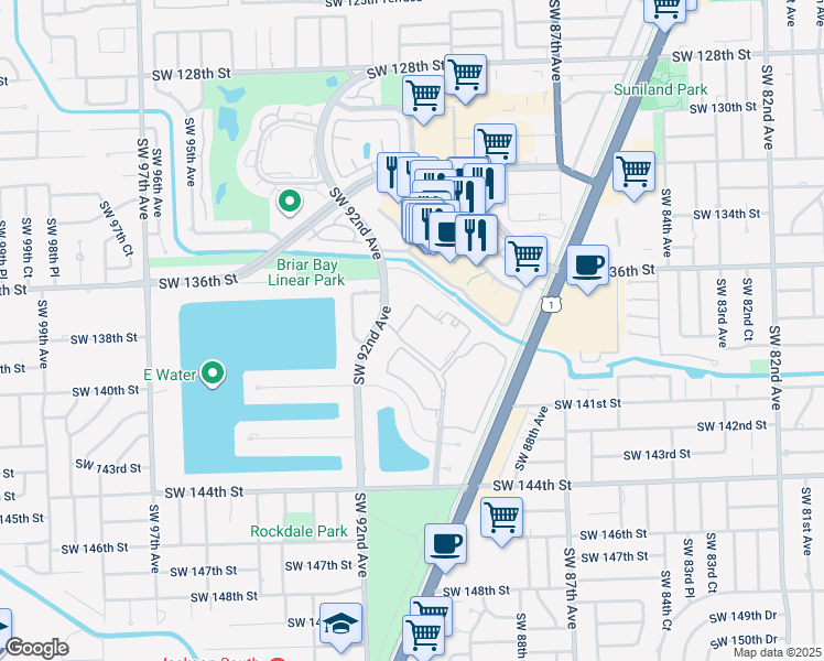 map of restaurants, bars, coffee shops, grocery stores, and more near 9103 SW 137th Terrace in Miami