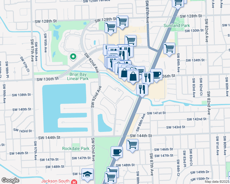 map of restaurants, bars, coffee shops, grocery stores, and more near 9004 Southwest 137th Street in Miami