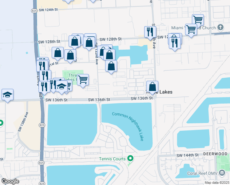 map of restaurants, bars, coffee shops, grocery stores, and more near 12992 Southwest 134th Terrace in Miami