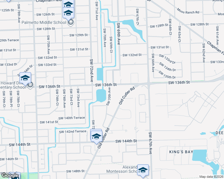 map of restaurants, bars, coffee shops, grocery stores, and more near 13655 Southwest 70th Avenue in Palmetto Bay