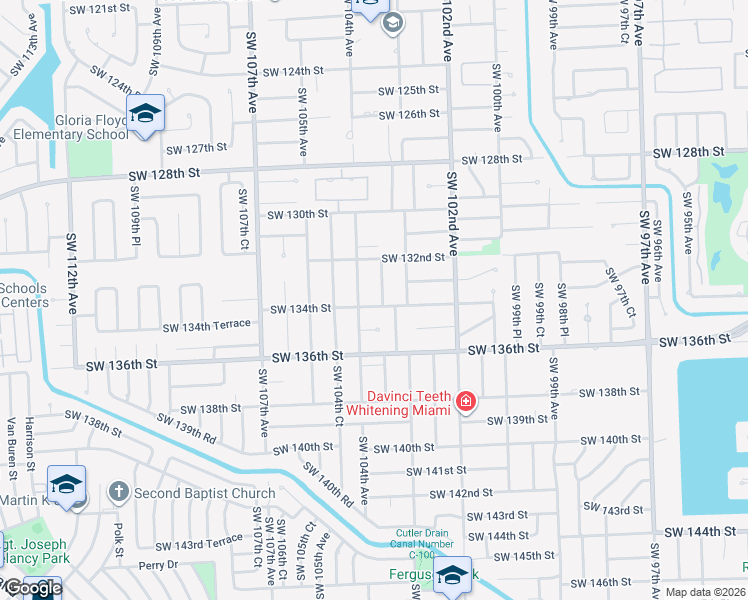 map of restaurants, bars, coffee shops, grocery stores, and more near 13321 Southwest 104th Avenue in Miami