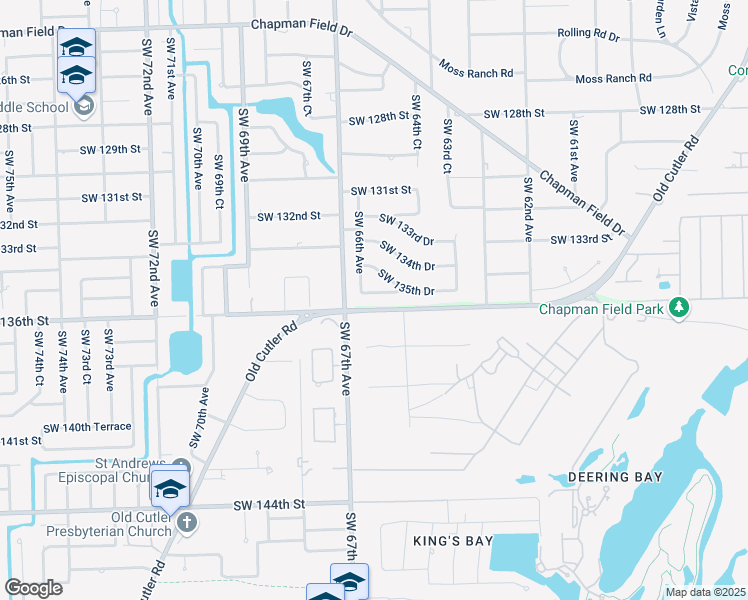 map of restaurants, bars, coffee shops, grocery stores, and more near 13520 Southwest 66th Avenue in Miami