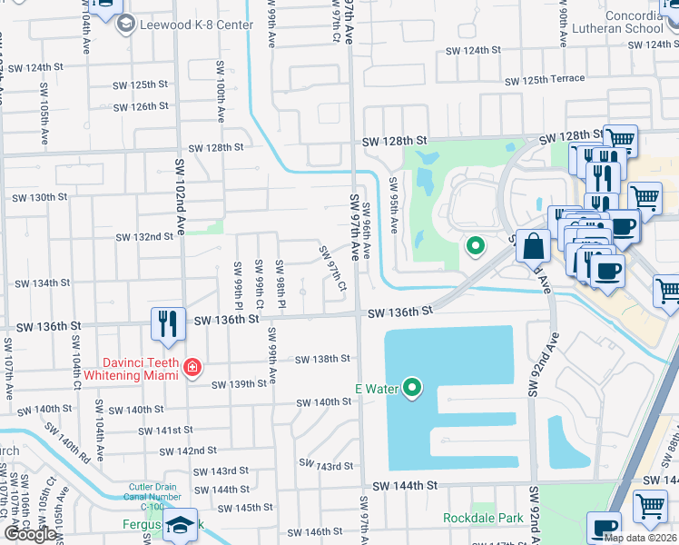 map of restaurants, bars, coffee shops, grocery stores, and more near 13340 Southwest 96th Avenue in Miami
