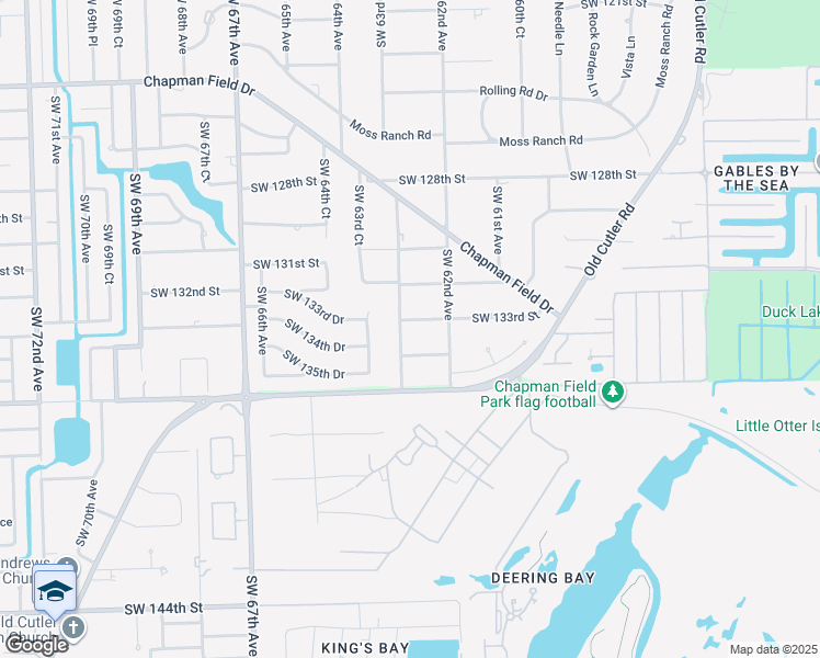 map of restaurants, bars, coffee shops, grocery stores, and more near 6282 Southwest 133rd Street in Pinecrest