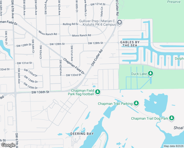 map of restaurants, bars, coffee shops, grocery stores, and more near 13350 Southwest 59th Avenue in Miami
