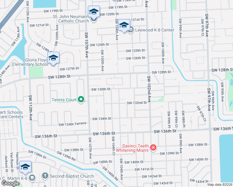 map of restaurants, bars, coffee shops, grocery stores, and more near 10344 Southwest 129th Terrace in Miami