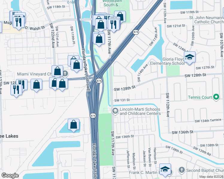 map of restaurants, bars, coffee shops, grocery stores, and more near in Kendall