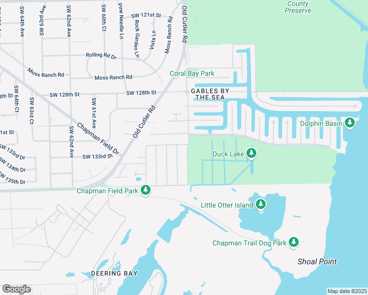 map of restaurants, bars, coffee shops, grocery stores, and more near 5741 Southwest 132nd Terrace in Pinecrest