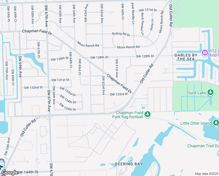 map of restaurants, bars, coffee shops, grocery stores, and more near 13201 Southwest 62nd Avenue in Miami