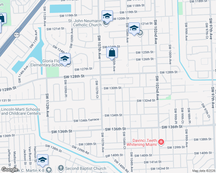 map of restaurants, bars, coffee shops, grocery stores, and more near 10524 Southwest 129th Terrace in Miami