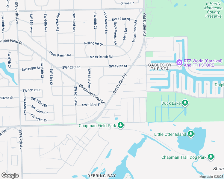 map of restaurants, bars, coffee shops, grocery stores, and more near 5990 Southwest 130th Terrace in Miami