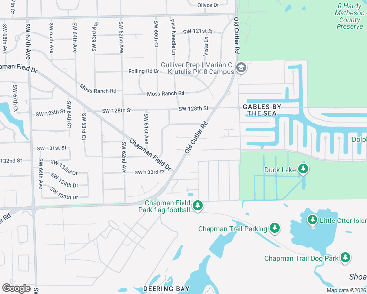 map of restaurants, bars, coffee shops, grocery stores, and more near 5990 Southwest 130th Terrace in Miami