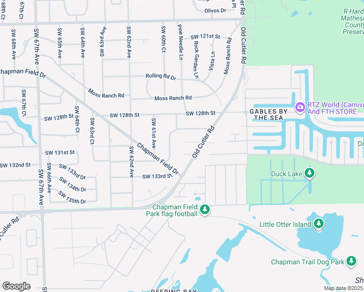 map of restaurants, bars, coffee shops, grocery stores, and more near 5990 Southwest 130th Terrace in Miami