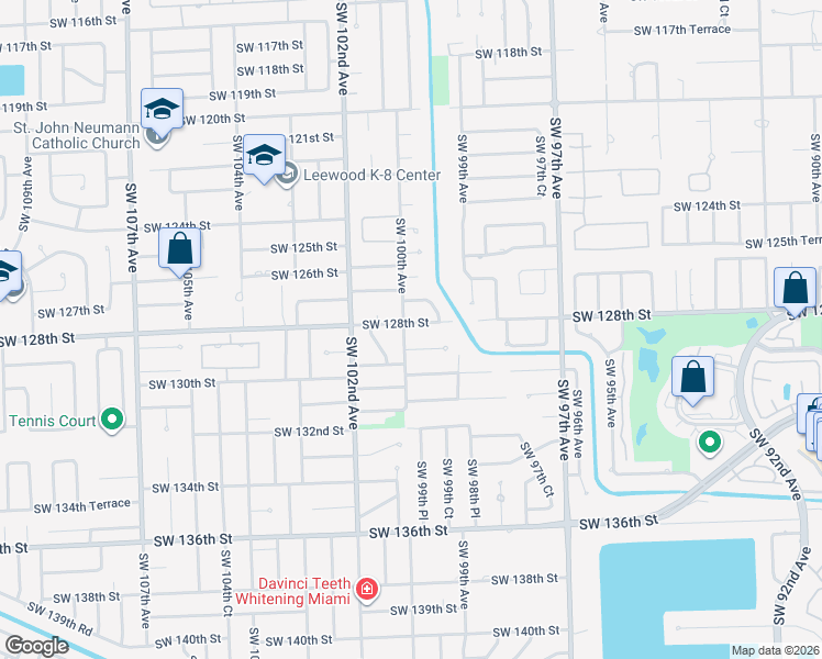 map of restaurants, bars, coffee shops, grocery stores, and more near 9981 Southwest 129th Street in Miami