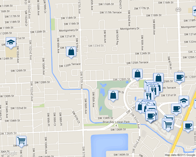 map of restaurants, bars, coffee shops, grocery stores, and more near 12706 Southwest 94th Court in Miami