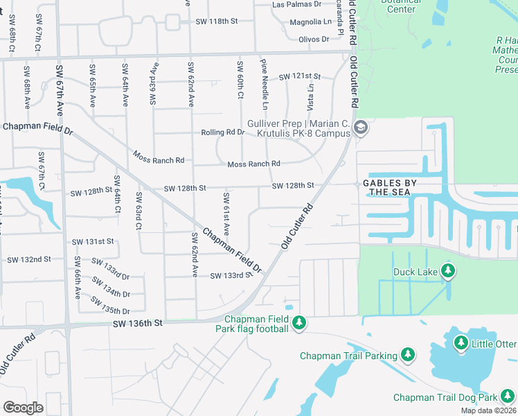 map of restaurants, bars, coffee shops, grocery stores, and more near 12905 Southwest 60th Avenue in Miami