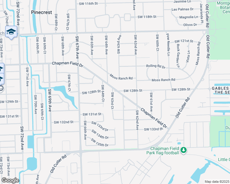 map of restaurants, bars, coffee shops, grocery stores, and more near 12881 Southwest 63rd Court in Miami