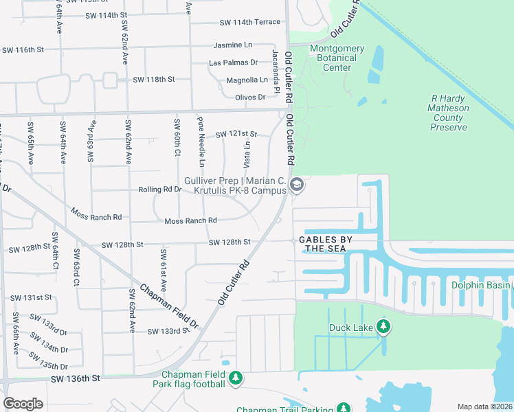 map of restaurants, bars, coffee shops, grocery stores, and more near 12550 Moss Ranch Road in Miami