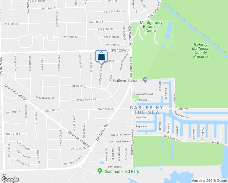 map of restaurants, bars, coffee shops, grocery stores, and more near 12550 Moss Ranch Road in Miami