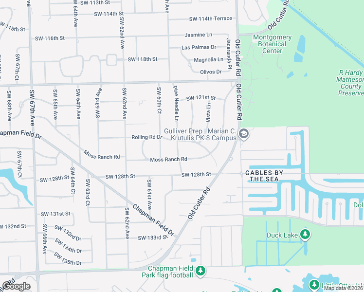 map of restaurants, bars, coffee shops, grocery stores, and more near 12501 Pine Needle Lane in Miami