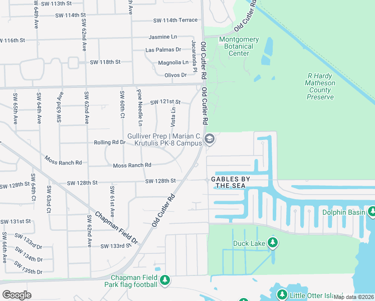 map of restaurants, bars, coffee shops, grocery stores, and more near 12550 Moss Ranch Road in Miami